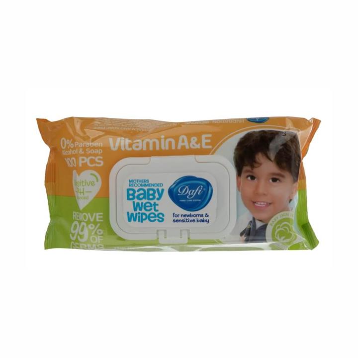 دستمال مرطوب کودک دافی مدل Sensitive بسته ۱۰۰ عددی Dafi Baby Wet Wips Sensitive 100pcs